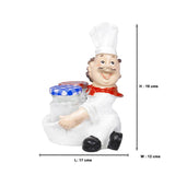 Foodie Chef Figurine Resin Holder with 2 Glass Condiment Jars (Side Facing)