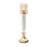 Seek & Suave Tall Decorative Metal Candle Stand with Glass Candle Shade