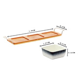 Gray-White 3 Ceramic Serving Bowls on Wooden Tray Set