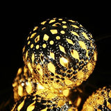 Morrocan Balls Metal Light String with 10 Golden Ball & White LED Lights (1.3 m)