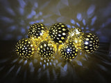 Morrocan Balls Metal Light String with 10 Golden Ball & White LED Lights (1.3 m)