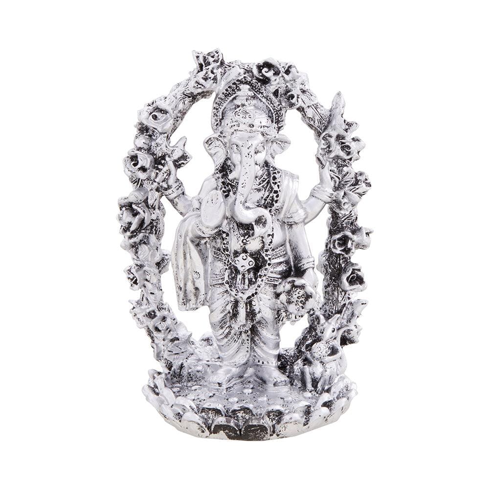 Lord Ganesha Gift Set Tray with 2 Tea Lights (Silver)