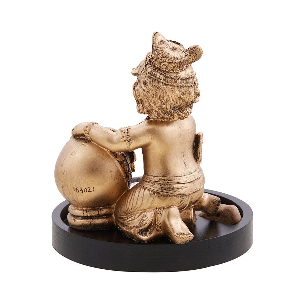 Decorative Bal Laddu Gopal with Candle Holder on Wooden Tray Gift Set