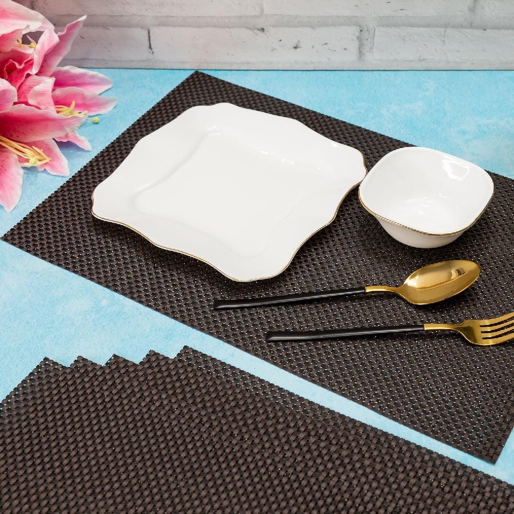 Malakos Elegant 6 Washable Table Mat Set (Black & Brown)