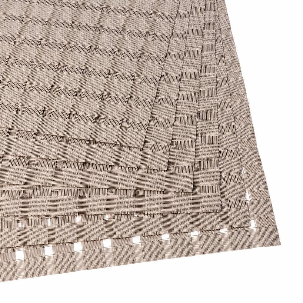 Malakos Hollow Squares 6 Washable Table Mat Set (Light Beige Brown)