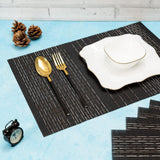 Malakos Wirey Lined 6 Washable Table Mat Set (Black & White)