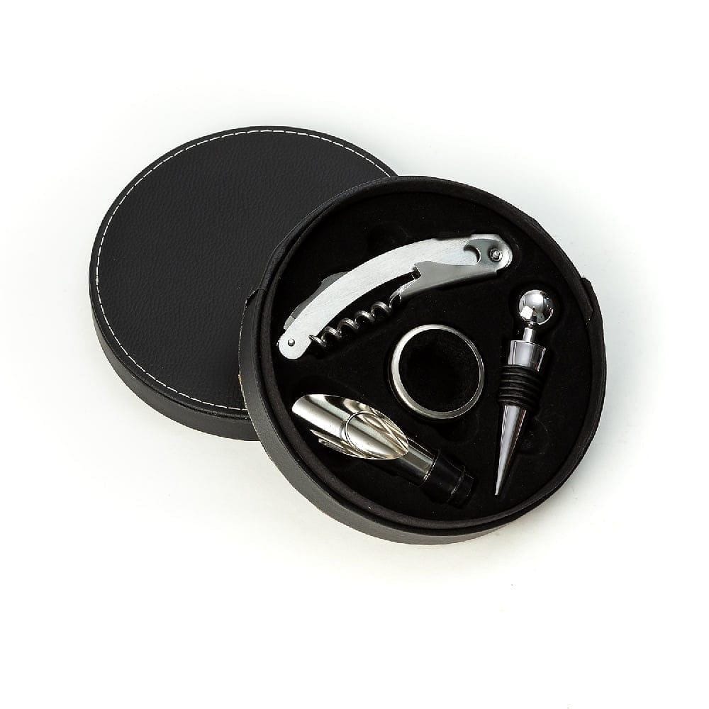 Elegant & Classy 4 Piece Wine Accessory Set in Leather Box