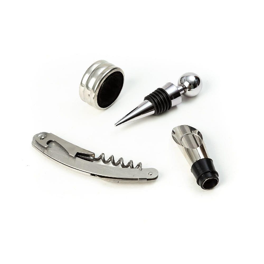 Elegant & Classy 4 Piece Wine Accessory Set in Leather Box