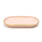 Urbane Select 11.5 Inch Bone China Oval Plate (Glossy Baby Pink with Gold Lining)