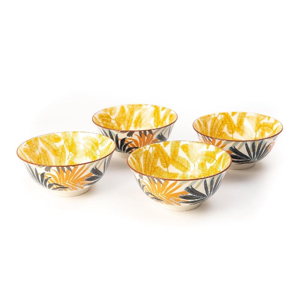 Ceramic Palm Leaf Styled 1 Casserol and 6 Bowls Set