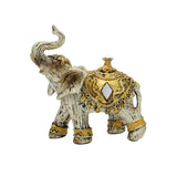 Decorative Pair of Artistic Saluting Elephants (Antique Gold) Showpiece