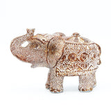Decorative Set of 7 Elephants in Parade (Antique Wood Brown with Silver Sparkles) Showpiece