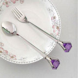 Purple Crystal Cutlery Set (Spoon & Fork)