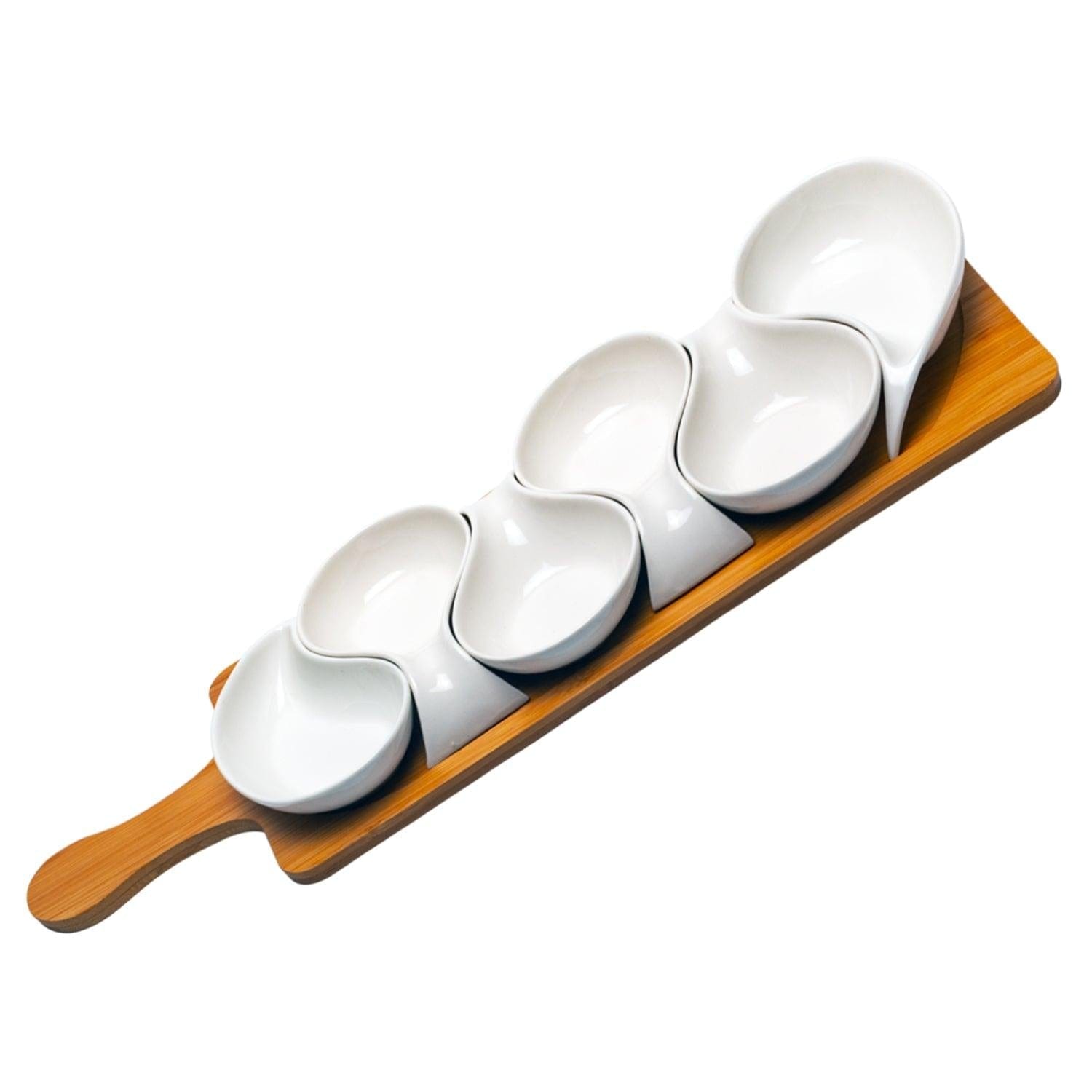 Splendor Serving Platter with 6 Stylish Serving Bowls on Wooden Tray Set