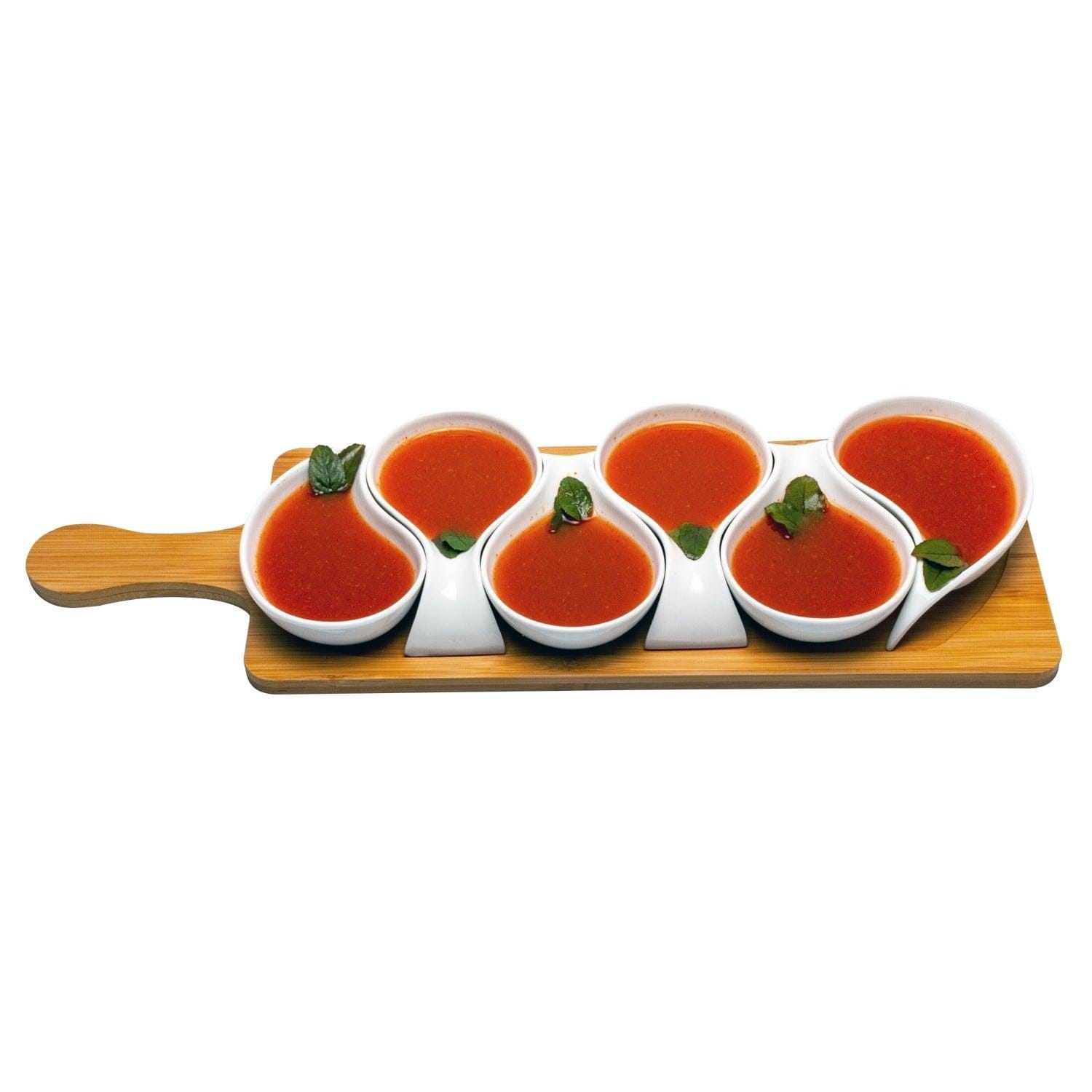 Splendor Serving Platter with 6 Stylish Serving Bowls on Wooden Tray Set