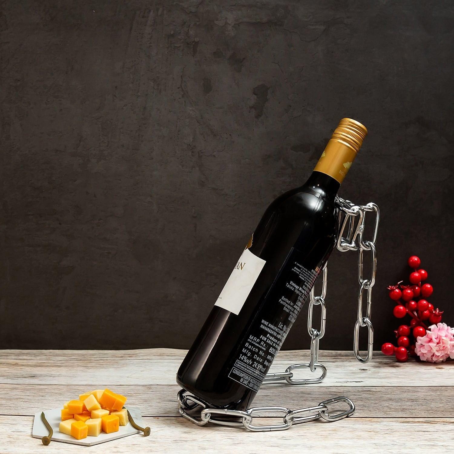 Silver Chains Elegant Rust-Free Wine Bottle Holder