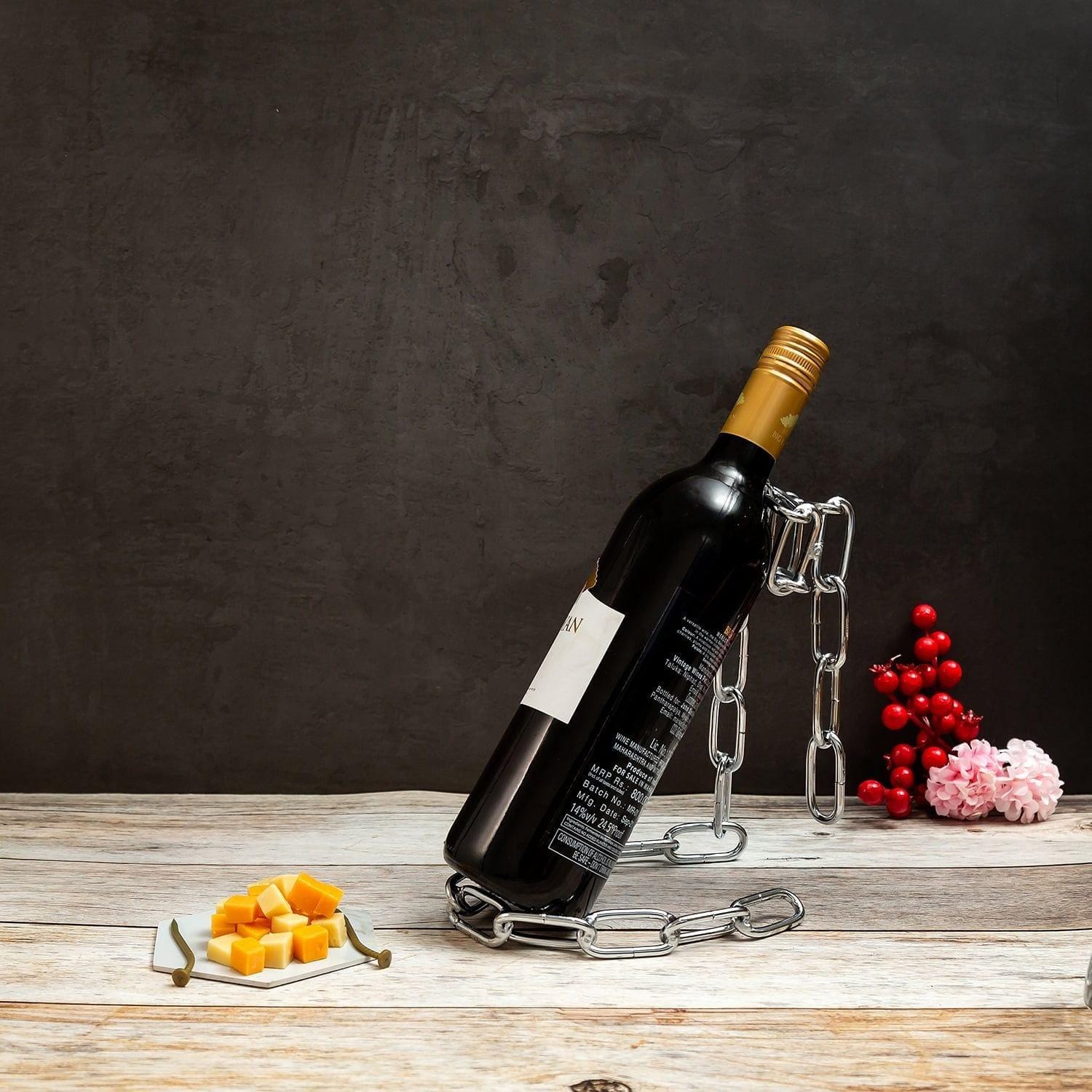 Silver Chains Elegant Rust-Free Wine Bottle Holder