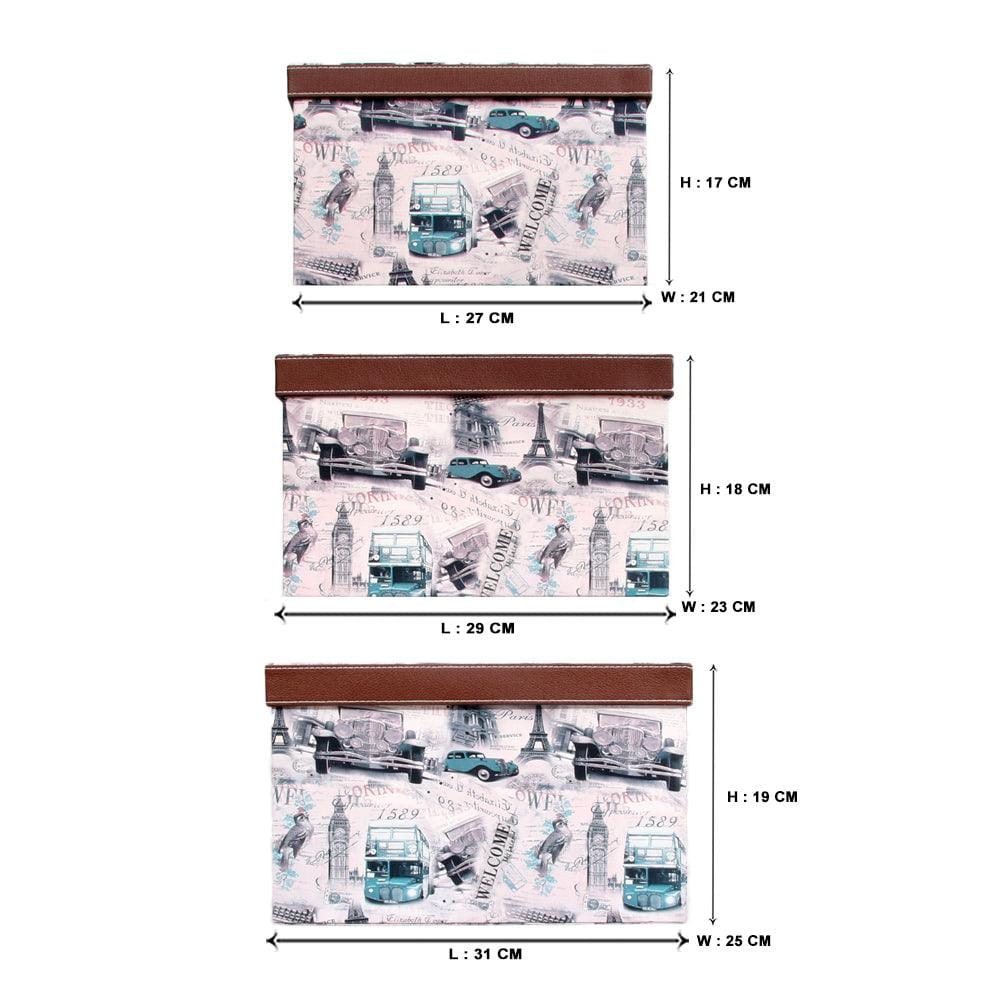 Brown Rectangle Sassy Storage Boxes - Jute & PU (Set of 3) (Large)