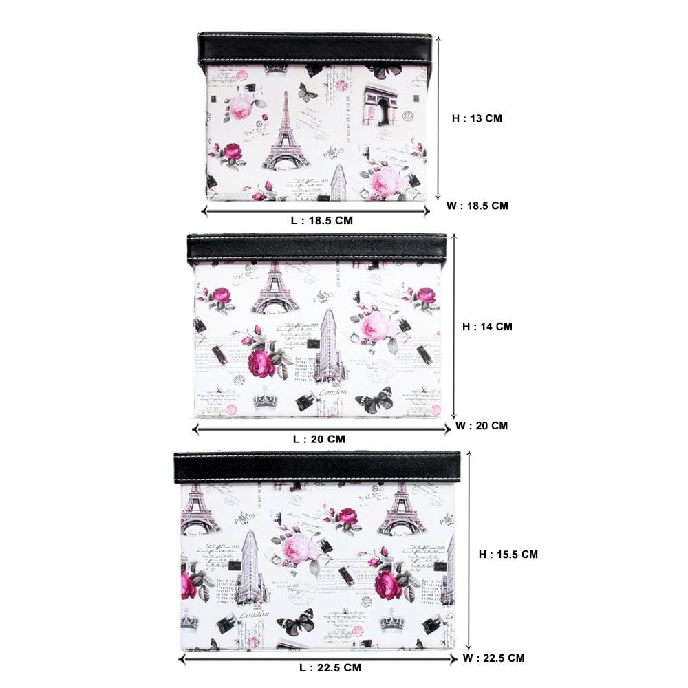 Black Square Sassy Storage Boxes - Jute & PU (Set of 3) (Medium)