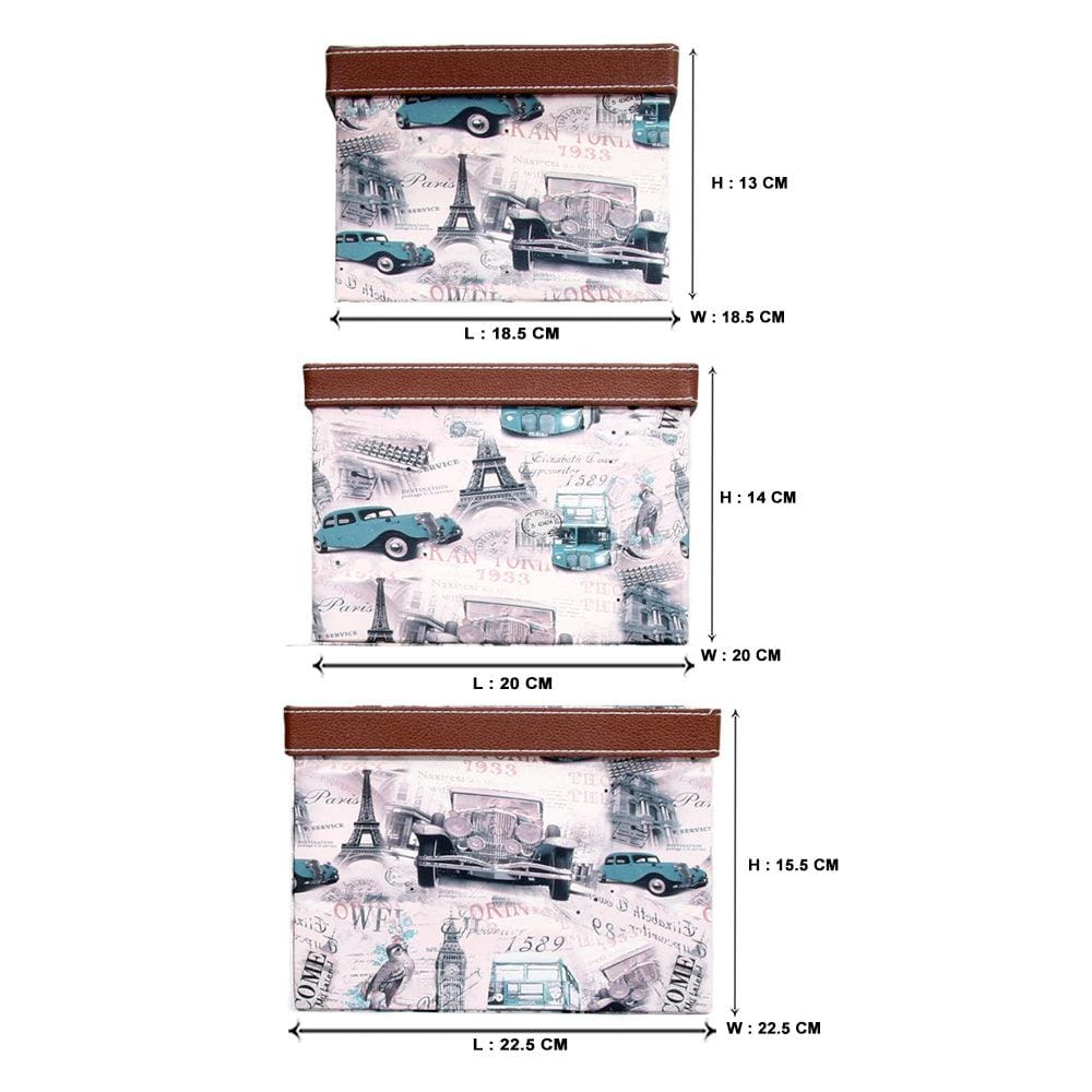 Brown Square Sassy Storage Boxes - Jute & PU (Set of 3) (Medium)