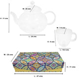 Tea Moments : Classy Green Tea Kettle with 4 Double Wall Mugs (150ml) Gift Set