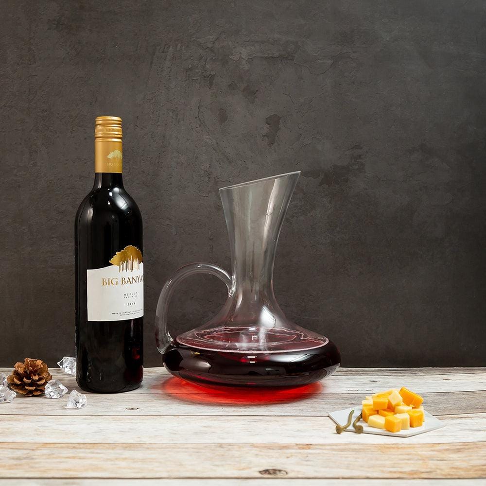 Crystal Glass Broad Bottom Reveller Wine Decanter with Handle (1500 ml)