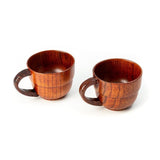 Triple Ridged Wooden Mug with Handle (150 ml) (Pack of 2)