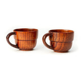 Triple Ridged Wooden Mug with Handle (150 ml) (Pack of 2)