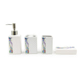 Seramica 4 Piece Ceramic Bathroom Set - Multicolor Ribbon Strands