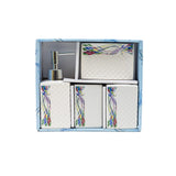 Seramica 4 Piece Ceramic Bathroom Set - Multicolor Ribbon Strands