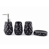 Seramica Luxury Black Ceramic 4 Piece Bathroom Set - Diamonds Insets