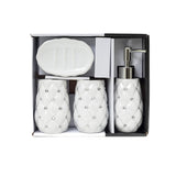 Seramica Luxury White Ceramic 4 Piece Bathroom Set - Diamonds Insets