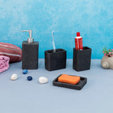 Seramica Luxury Resin Stoneware 4 Piece Bathroom Set - Black Stone