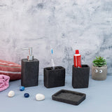 Seramica Luxury Resin Stoneware 4 Piece Bathroom Set - Black Stone