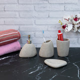 Seramica Modern Resin Stoneware 4 Piece Oblique Bathroom Set - Beige