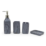 Seramica Luxury Resin Stoneware 4 Piece Oblique Bathroom Set - Dark Gray Lava on Black