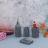 Seramica Luxury Resin Stoneware 4 Piece Oblique Bathroom Set - Dark Gray Lava on Black