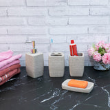Seramica Luxury Resin Sandware 4 Piece Bathroom Set - Gray Texture Checkers
