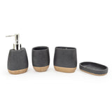 Seramica Luxury Resin 4 Piece Bathroom Set - Black Stone on Light Wood