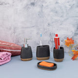 Seramica Luxury Resin 4 Piece Bathroom Set - Black Stone on Light Wood