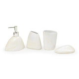 Seramica Luxury Resin 4 Piece Bathroom Set - Elegant Gold Lines on White Stone Design
