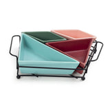 4 Irregular Serving Bowls Platter on Metal Tray - Mix Colour