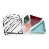 4 Irregular Serving Bowls Platter on Metal Tray - Mix Colour