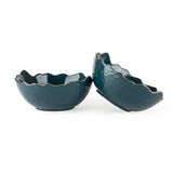 Green Phnom Pehn Ceramic Bowls with Gold Border - Medium - Set of 2 - 600 ml