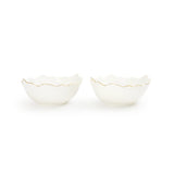 White Phnom Pehn Ceramic Bowls with Gold Border - Small - Set of 2 - 300 ml