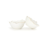 White Phnom Pehn Ceramic Bowls with Gold Border - Small - Set of 2 - 300 ml