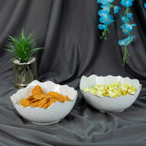 White Phnom Pehn Ceramic Bowls with Gold Border - Medium - Set of 2 - 600 ml