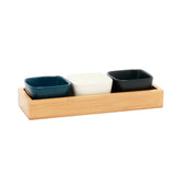 3 Multicolor Bowls on Wooden Tray - EZ Life