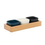 3 Multicolor Bowls on Wooden Tray - EZ Life