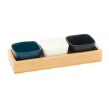 3 Multicolor Bowls on Wooden Tray - EZ Life